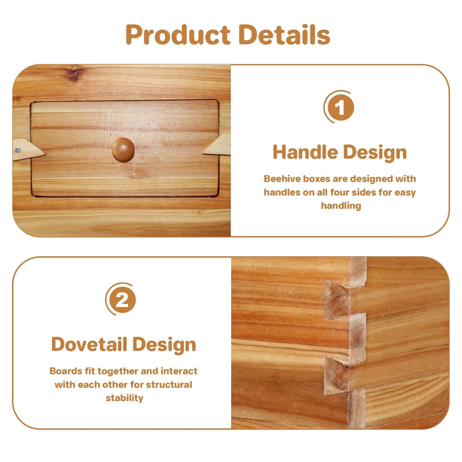 Beehive 10 Wooden Frame Box Kit with Waxed Boxes, 2 Deep Boxes and 1 Medium Box