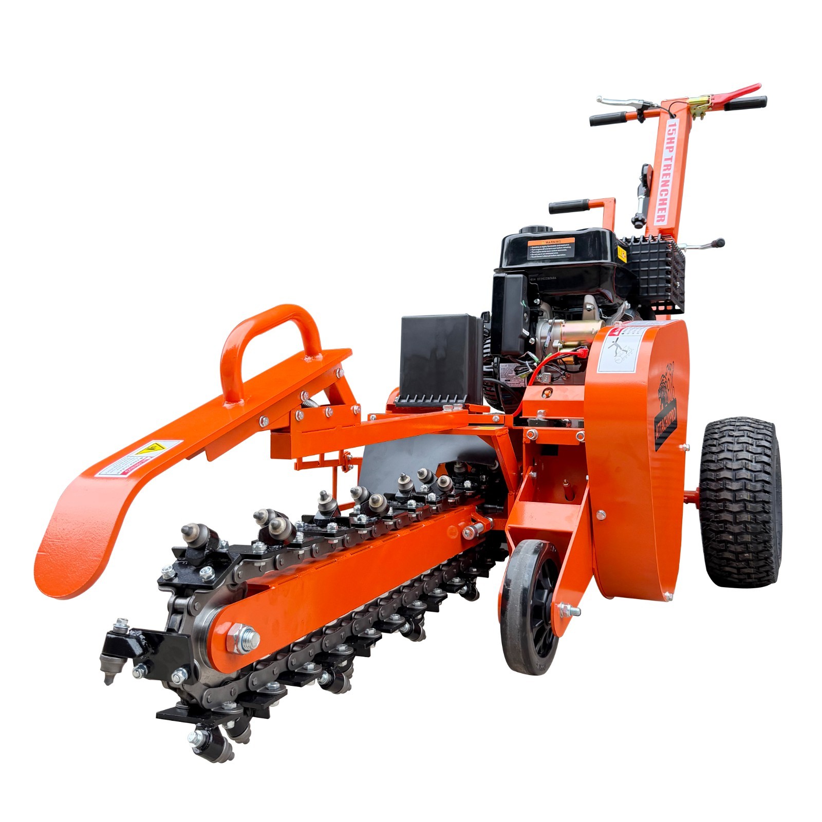420cc 15HP E-Start Gas Powered Trencher, 24'' Trench Depth/4'' Trench Width