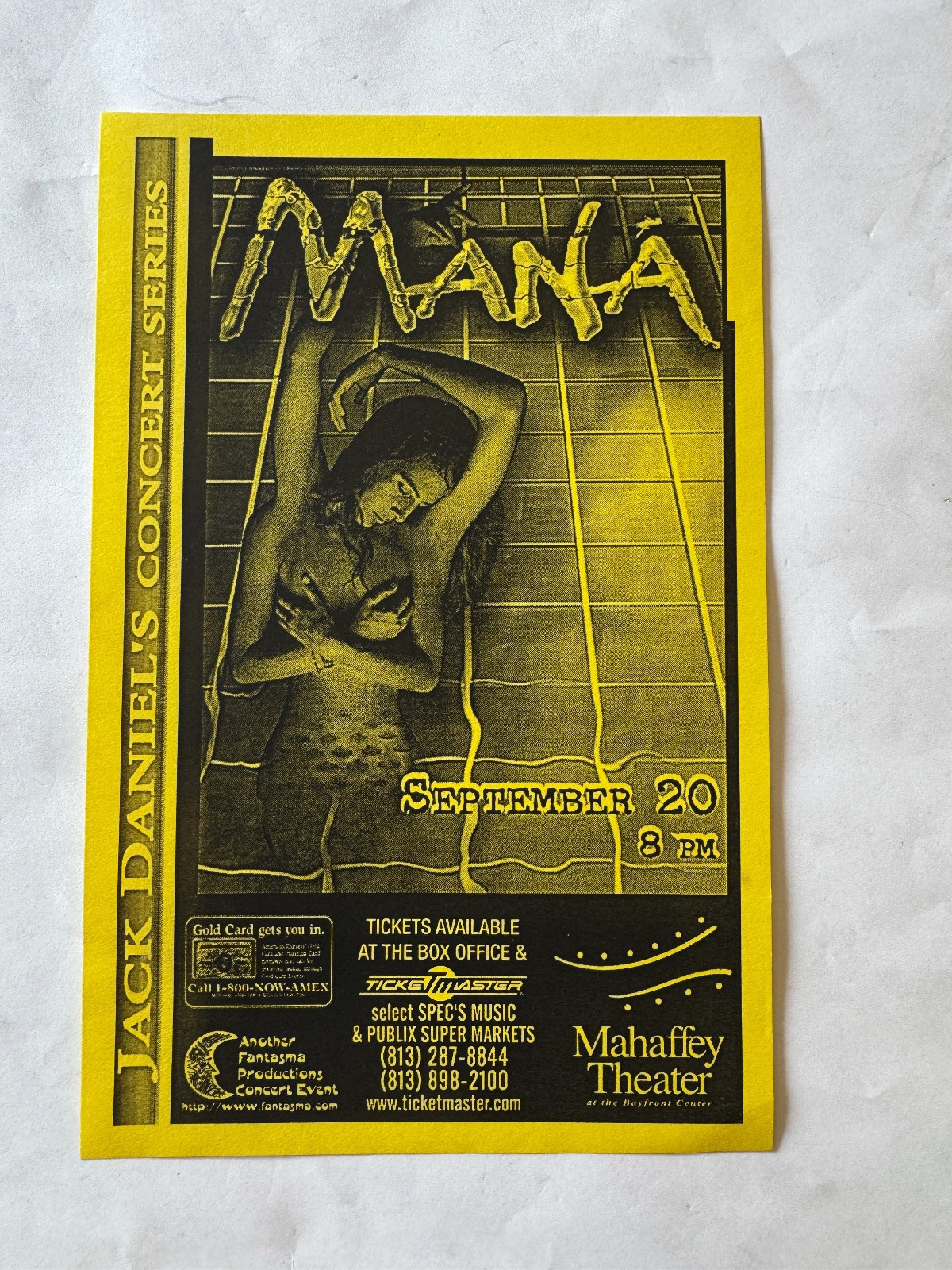 original 1998 MANA show flyer, Mahaffey Theater, St Petersburg FLORIDA 6x5