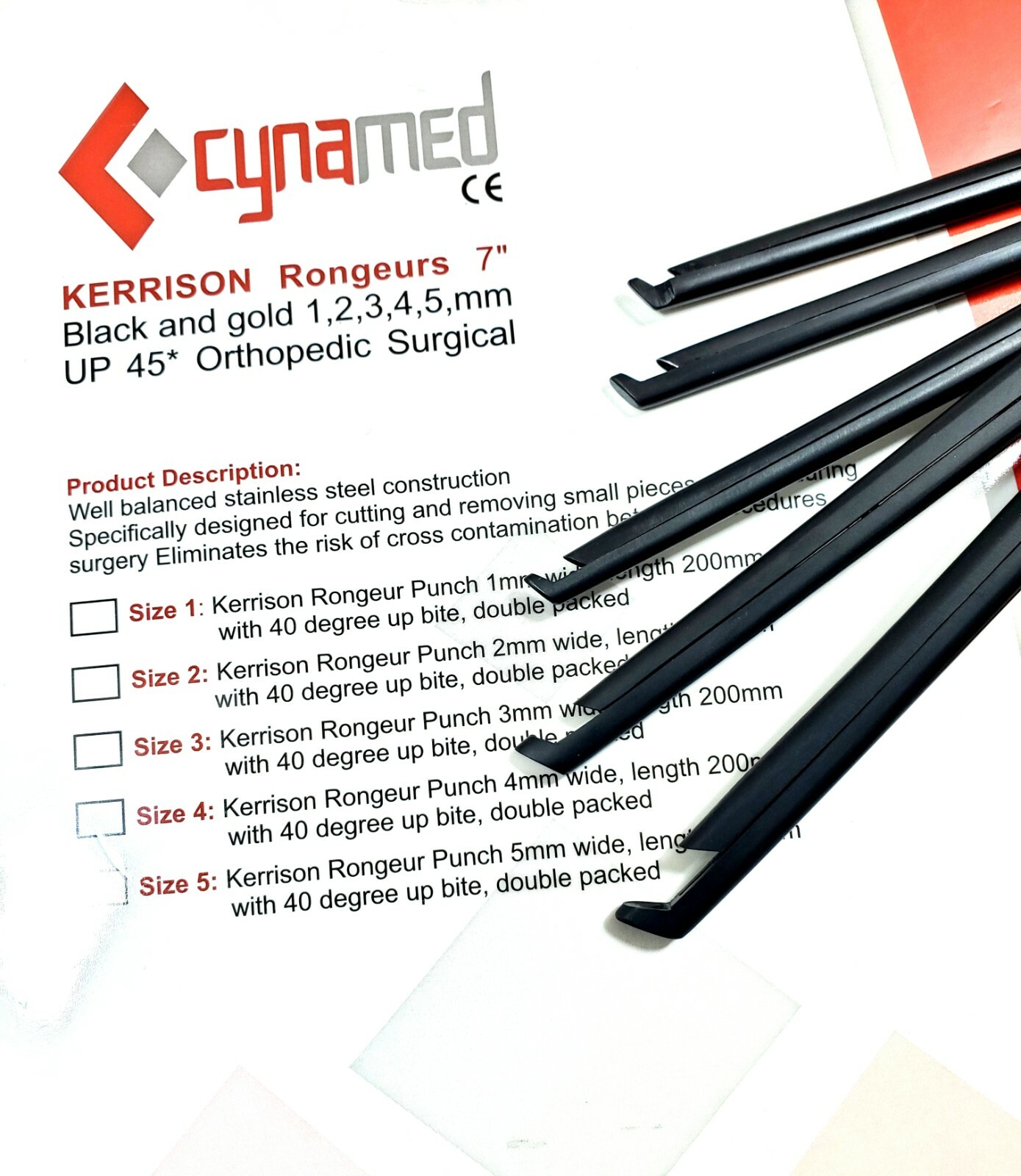 5 Premium German KERRISON Rongeurs 7" 1,2,3,4,5mm up 45 Orthopedic Instruments