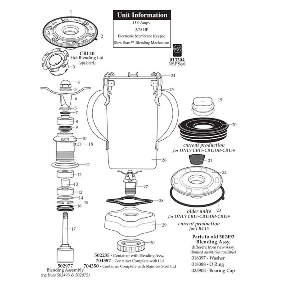 Lot of Two (2) NEW Waring Sealed Bearing 018386 for CB10, CB15 Blenders & Others