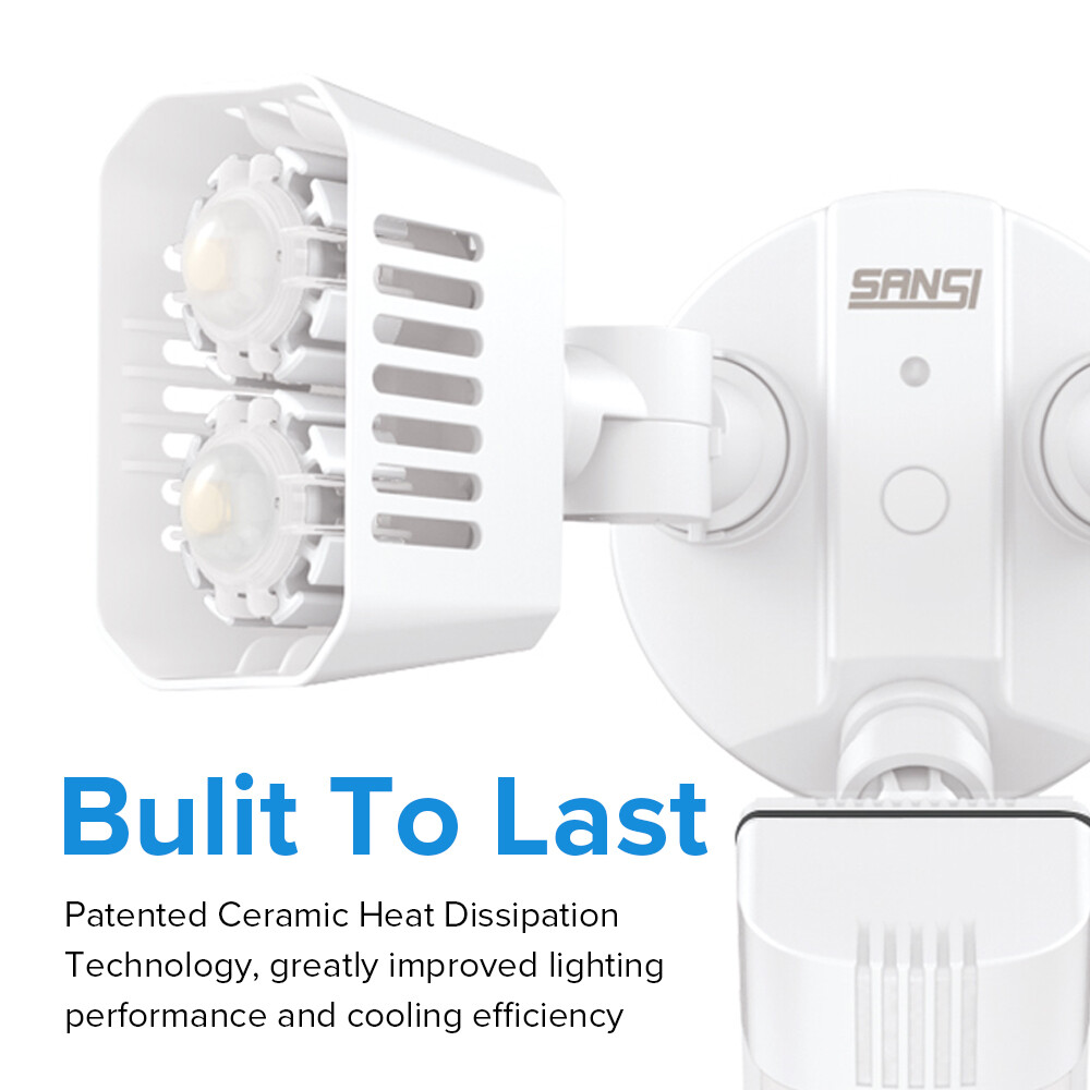 SANSI 18W Motion Sensor LED Security Light Floodlight 180° Dual-Head Area Safe