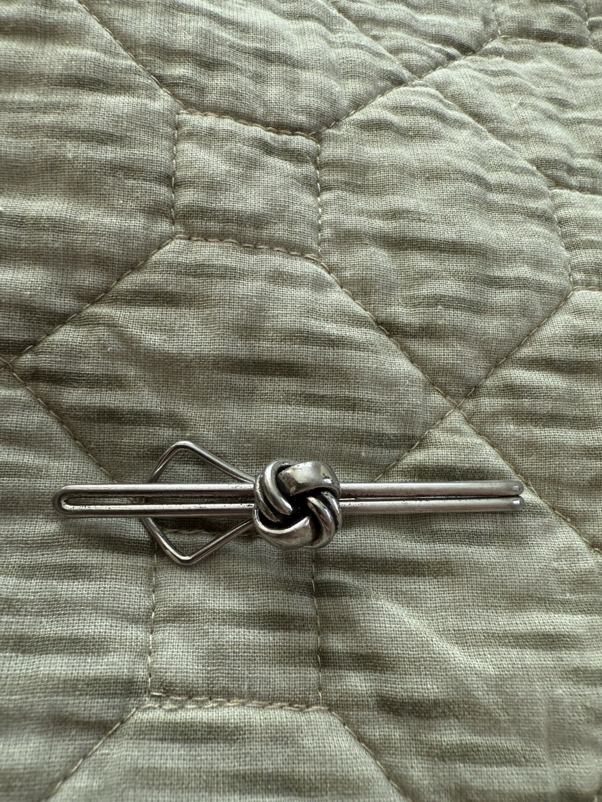 Vintage SWANK Silver Tone Knot Tie Bar Clip - Mid Century Executive Style 1950s