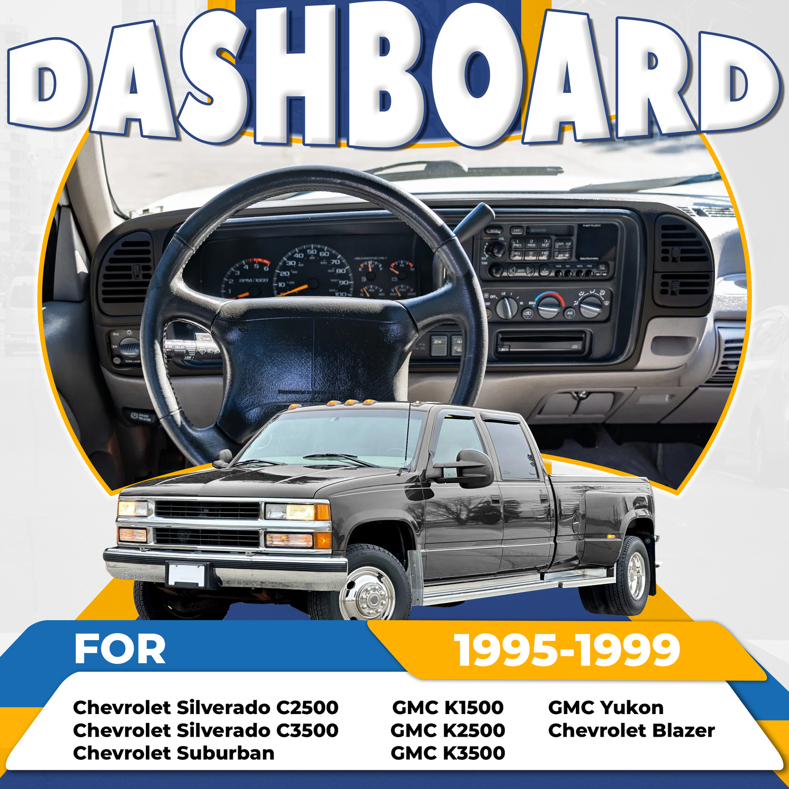 For Chevy Silverado 1995-99 Dashboard Radio Panel Bezel Instrument Cluster Gauge