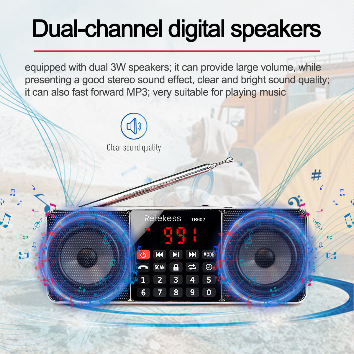 TR602 Portable FM/AM Radio Bluetooth Speaker MP3 Player Digital Rechargeable US