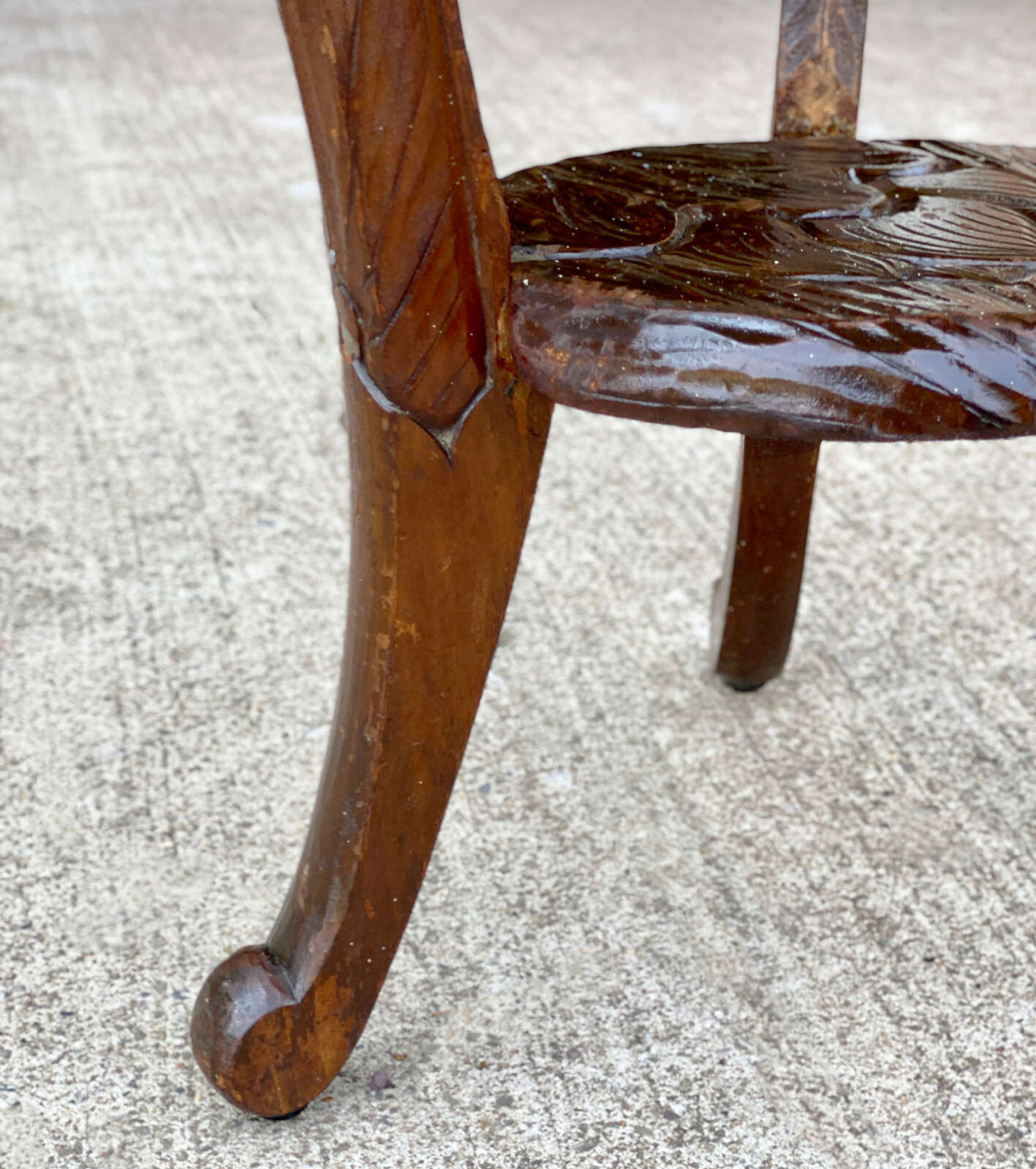 Antique Liberty & Co Art Nouveau Carved Floral Motif Plant Stand Table