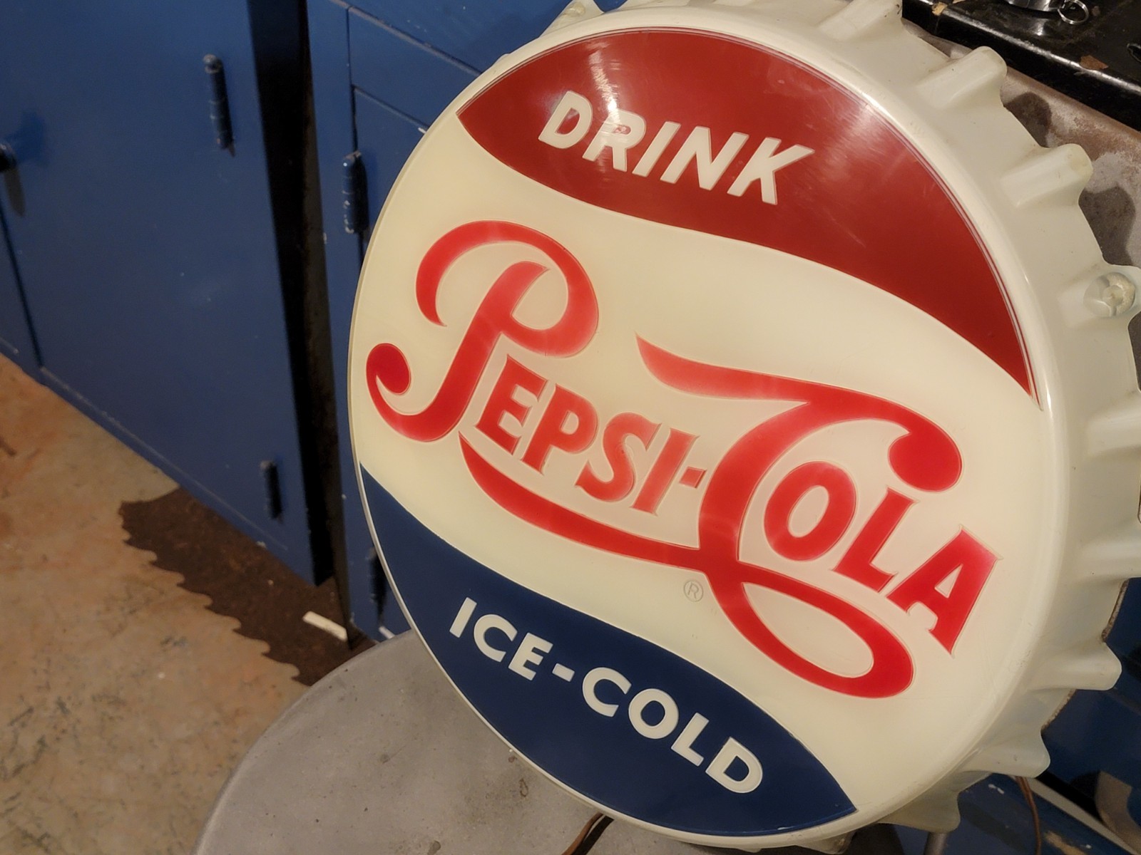 Lighted Sign Drink Pepsi Cola Ice Cold Cap Advertising Store Display Working