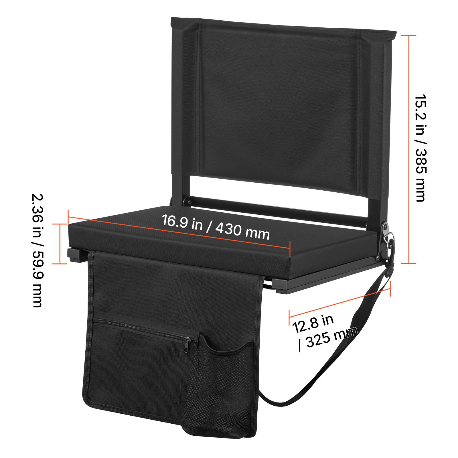 Uimoso Folding Bleacher Chair with Backrest and Padded Cushion for Stadium Use