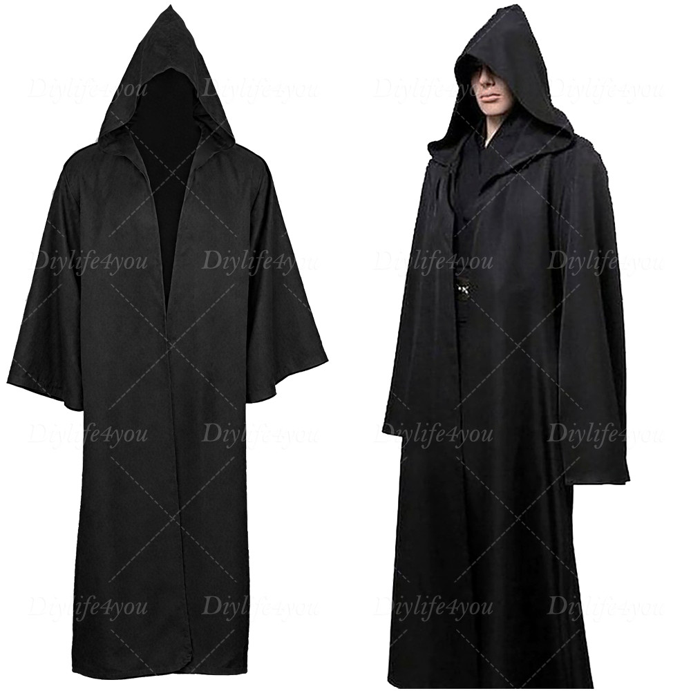 Adults Mens Hooded Robe Cloak Cape Party Halloween Vampire Robe Cosplay Costume