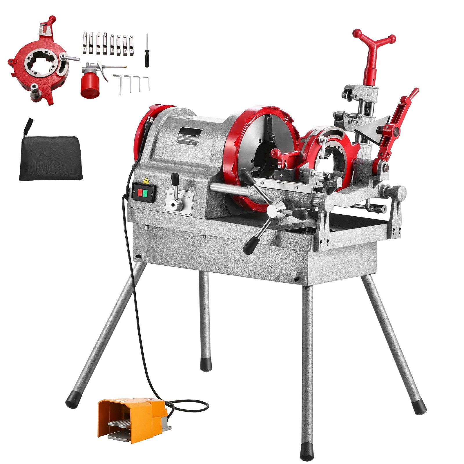 Electric Pipe Threader Machine 900W 2-Speed Threading Cutter for 1/2" to 4" Pipe