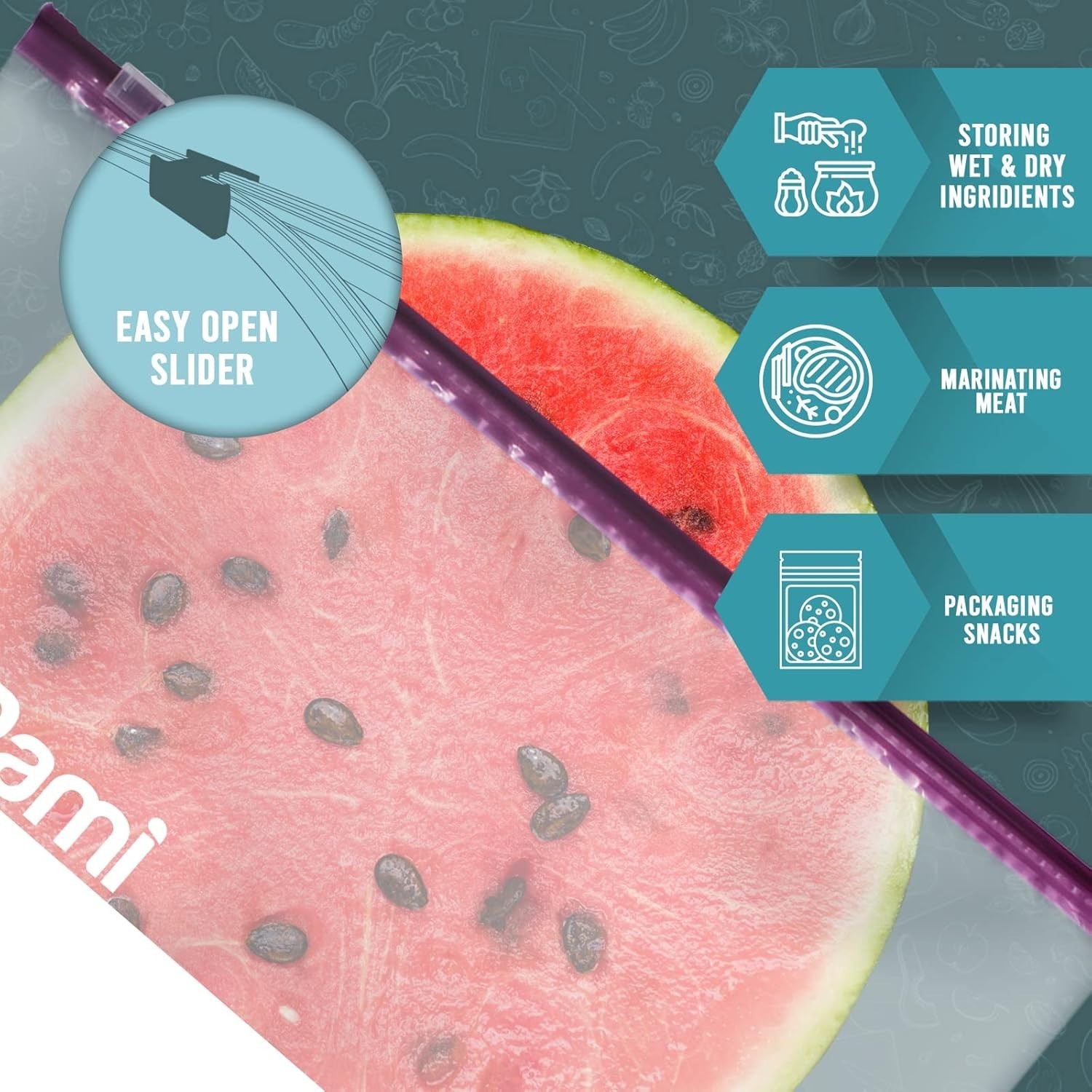 Jumbo 2.5 Gallon Slider Storage Bags Leakproof Reusable Freezer Food-Safe20–40ct