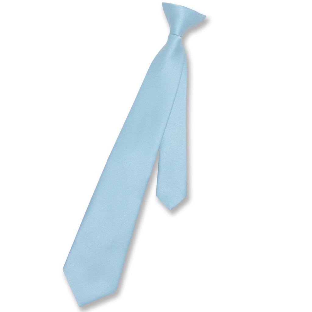 Vesuvio Napoli Boys CLIP-ON NeckTie Solid BABY BLUE Color Youth Neck Tie