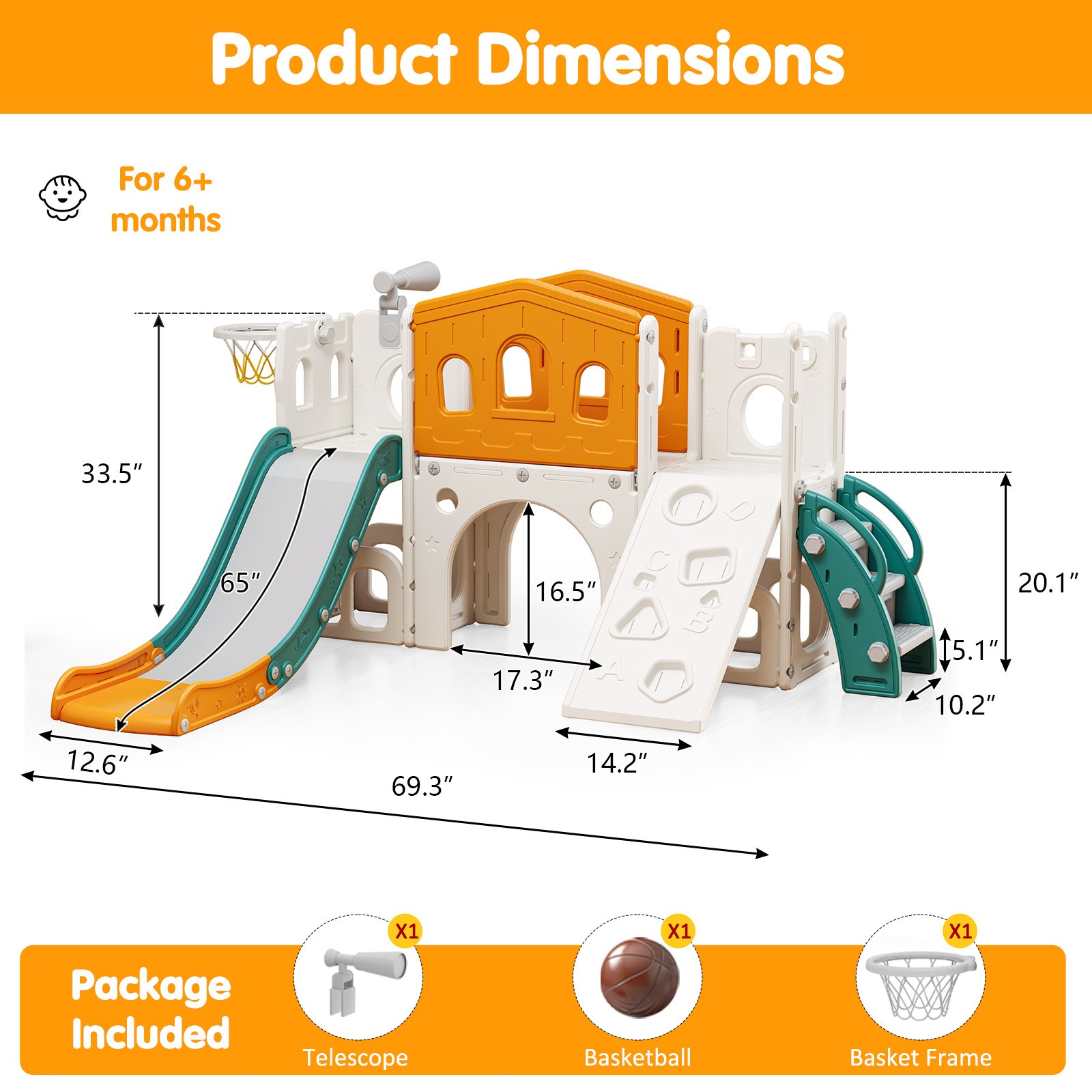 9 in 1 Toddler Slide Set with Rock Wall, Slide for Kids 1-3, Indoor & Outdoor
