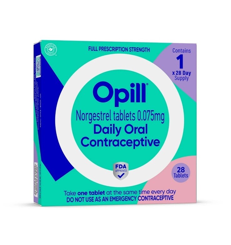 28 Day Supply Opill Norgestrel Tablets 0.075mg Daily Oral Contraceptive 12/25+