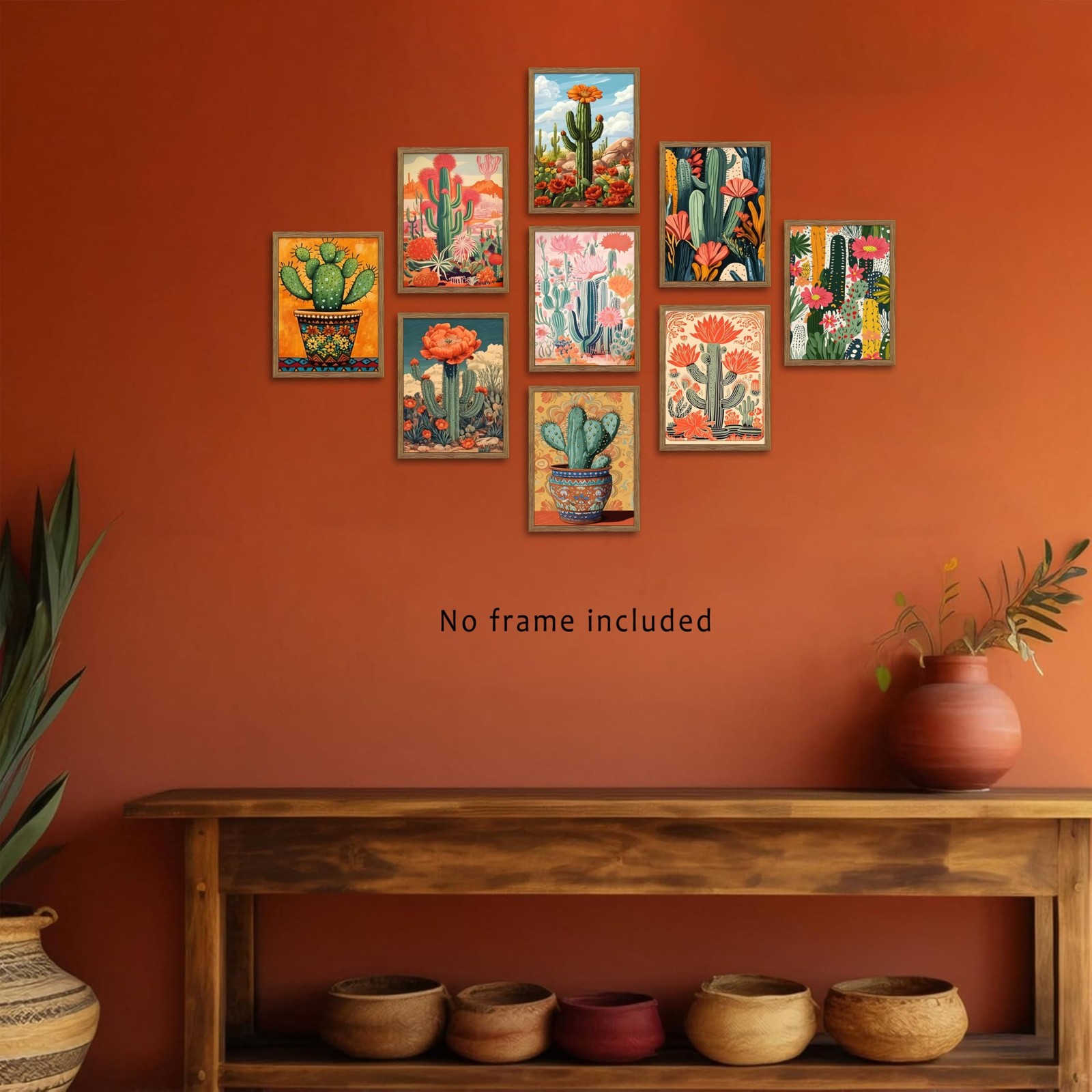 Vintage Desert Cactus Wall Art Prints Set of 9 – Mexican Botanical Cactus