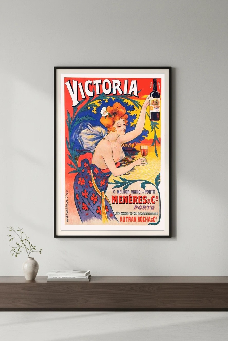 🍷 Victoria Porto Wine Vintage Poster - Art Nouveau 1890s Style 24x36” 🌟