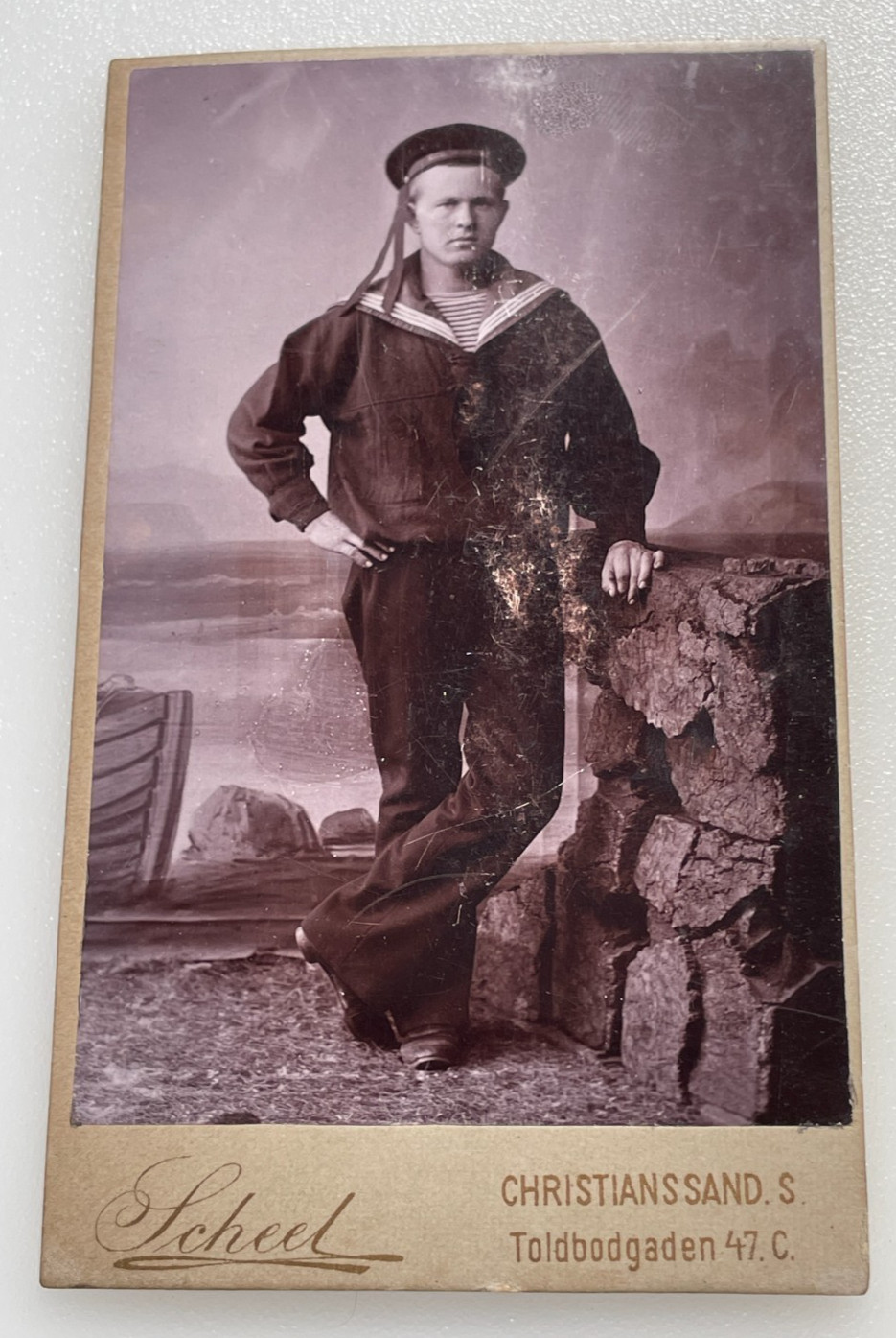 Circa 1900 CDV Royal Norwegian Navy Sailor In Uniform by Scheel ~ Christianssand