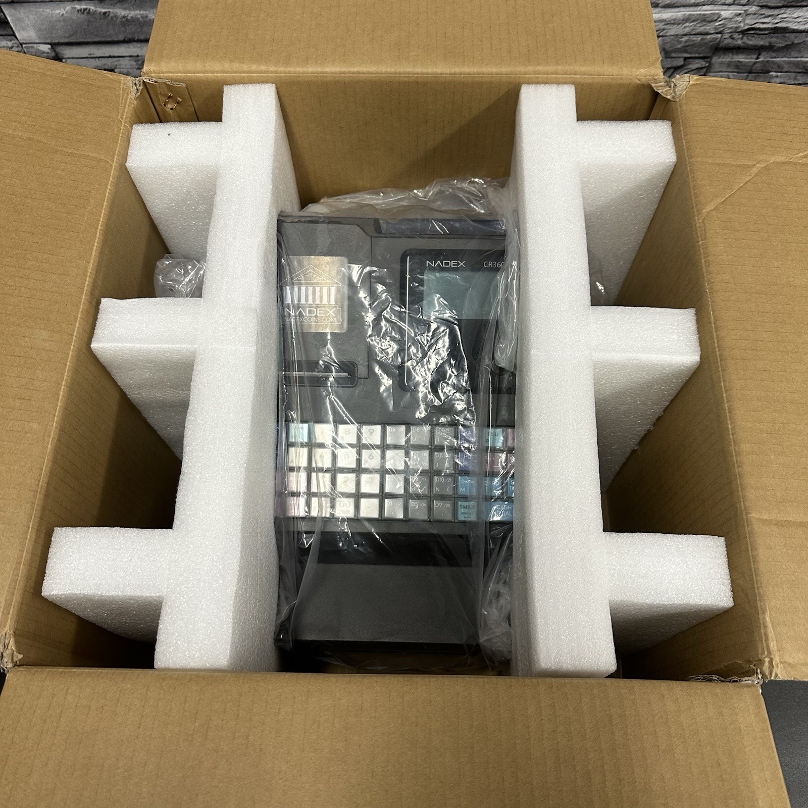 Nadex CR360 Thermal-Print Electronic Cash Register, 12 Compartments, Black