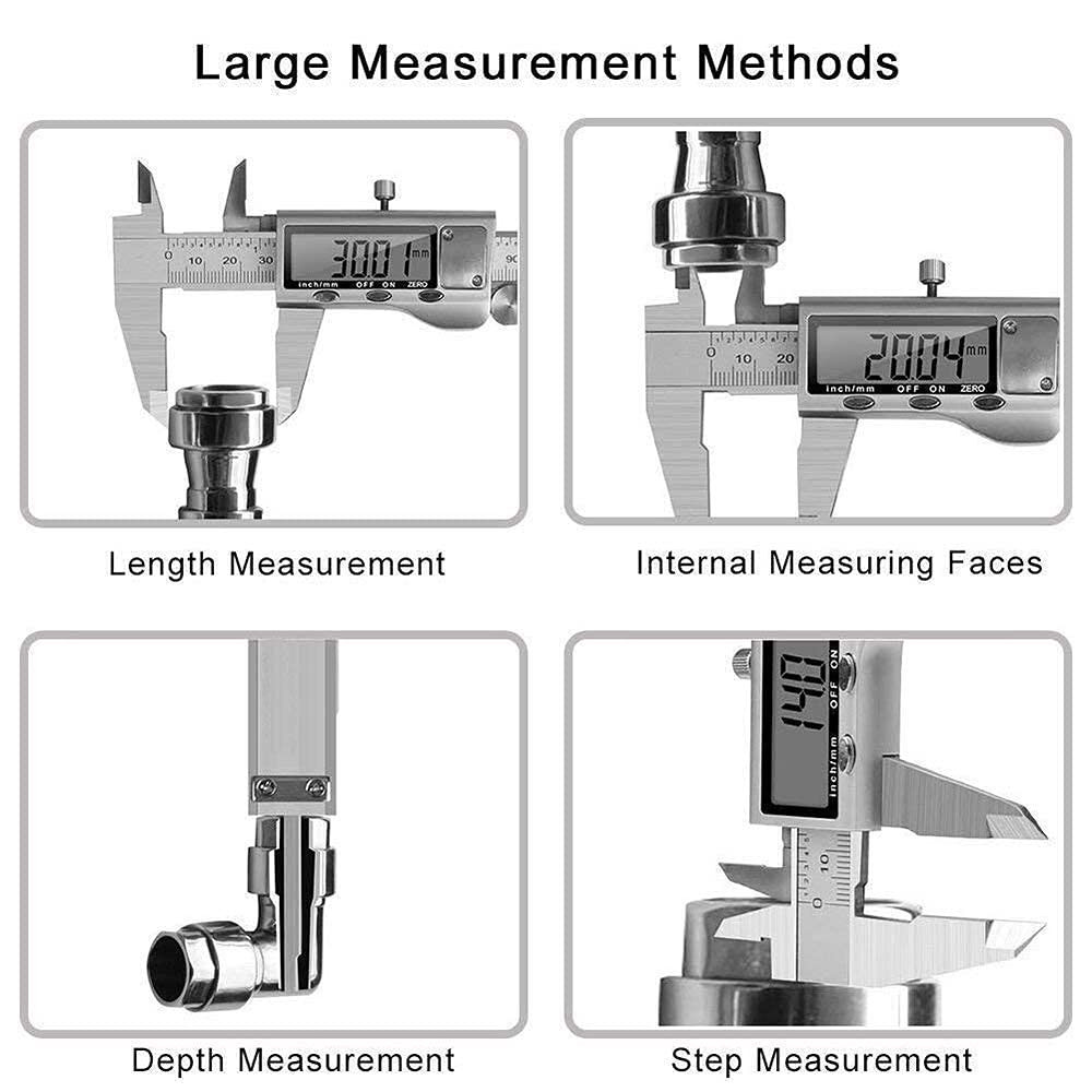 Digital Caliper, Caliper Measuring Tool with Stainless Steel, Electronic Microm