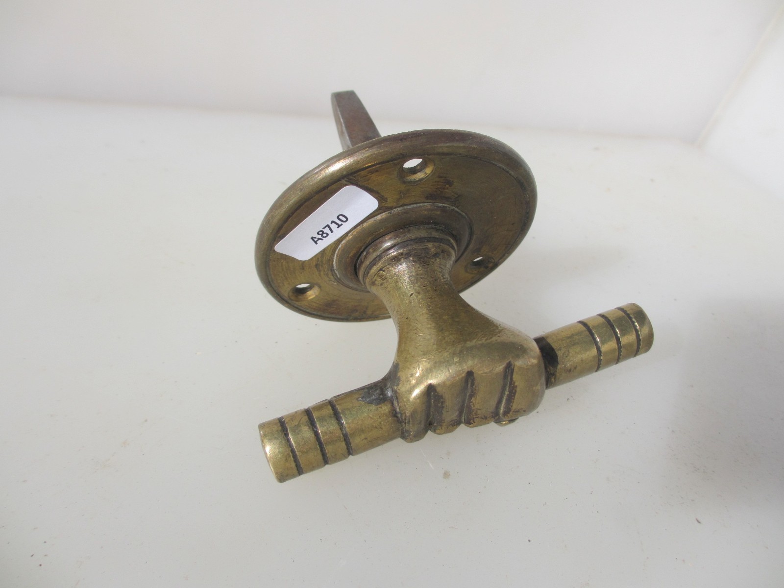 Antique Brass Safe Handle Centre Door Knob Pull Fist Hand Holding Rod Victorian