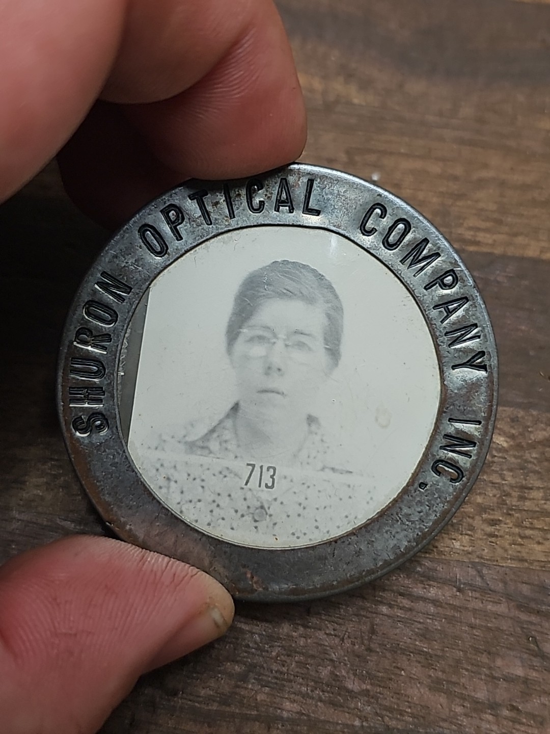 G30- WWII Era Home Front Shuron Optical Co. Employee ID Badge Woman