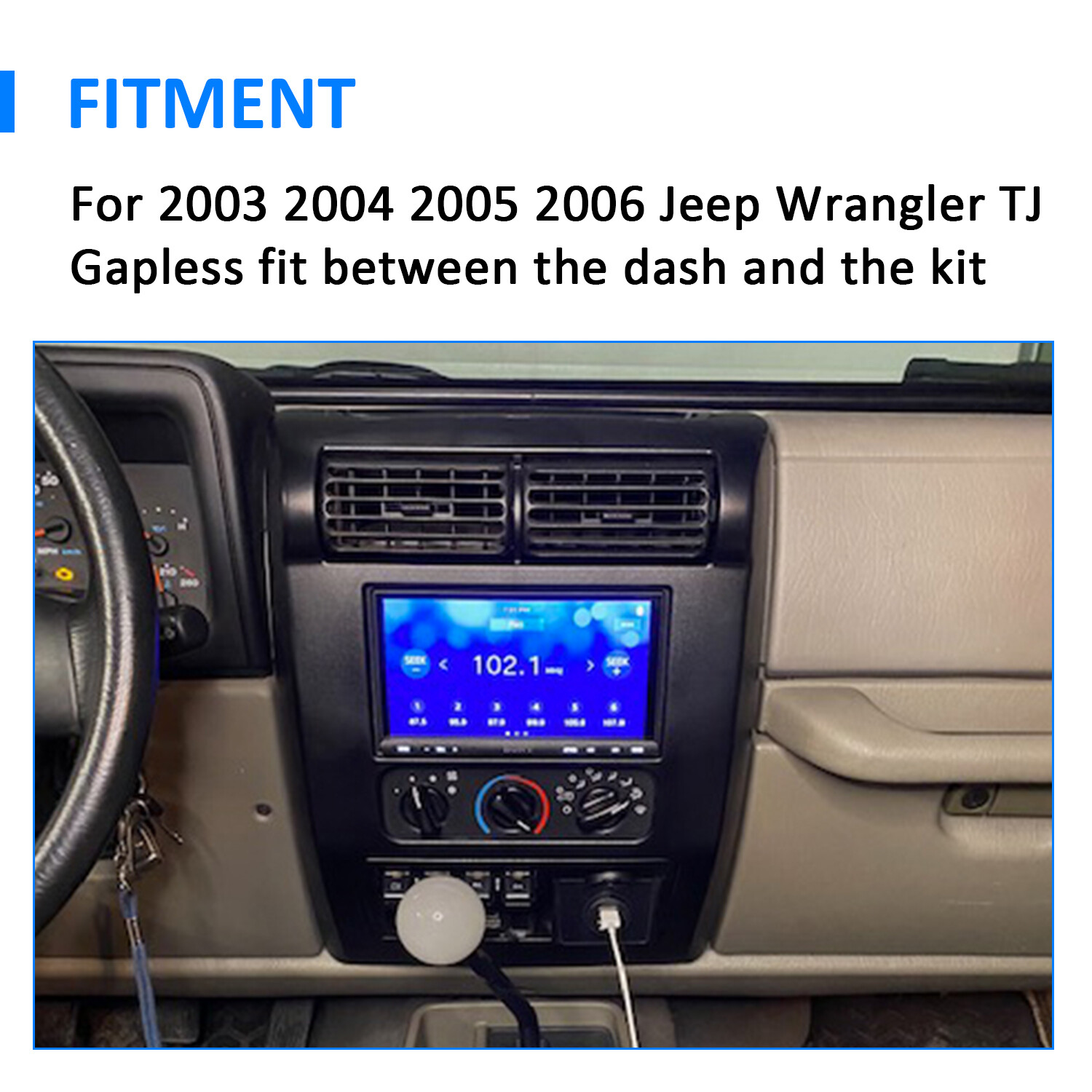 For 2003-2006 04 05 Jeep Wrangler TJ Double Din Radio Dash Kit w/ Wiring Harness