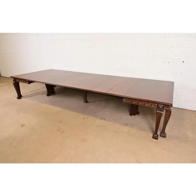 R. J. Horner Style Victorian Carved Oak Extension Dining Table, Newly Refinished