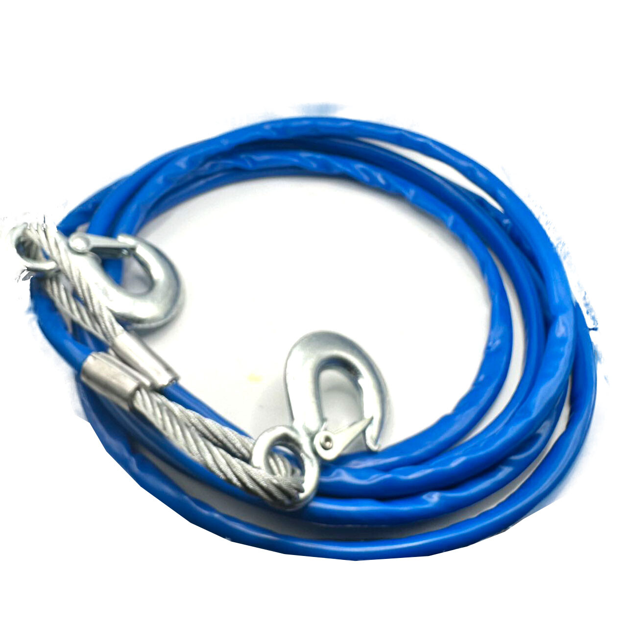 Heavy-Duty 5 Tons Car Wire Tow Rope Steel Cable Tow Strap with Hooks 12FT