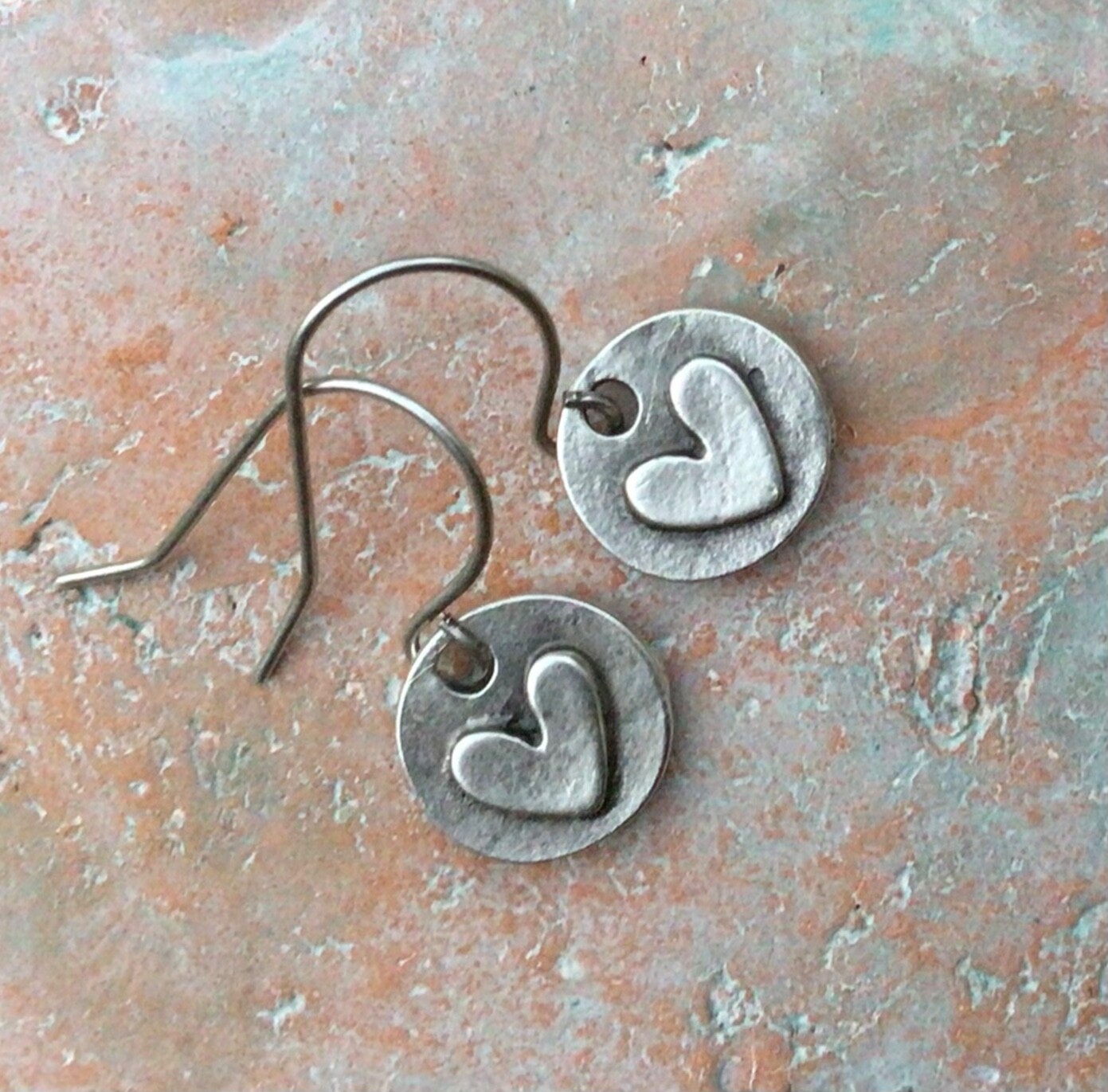 Handcrafted Sundance Charm Artisan jewelry Handmade Earrings Hammered Heart
