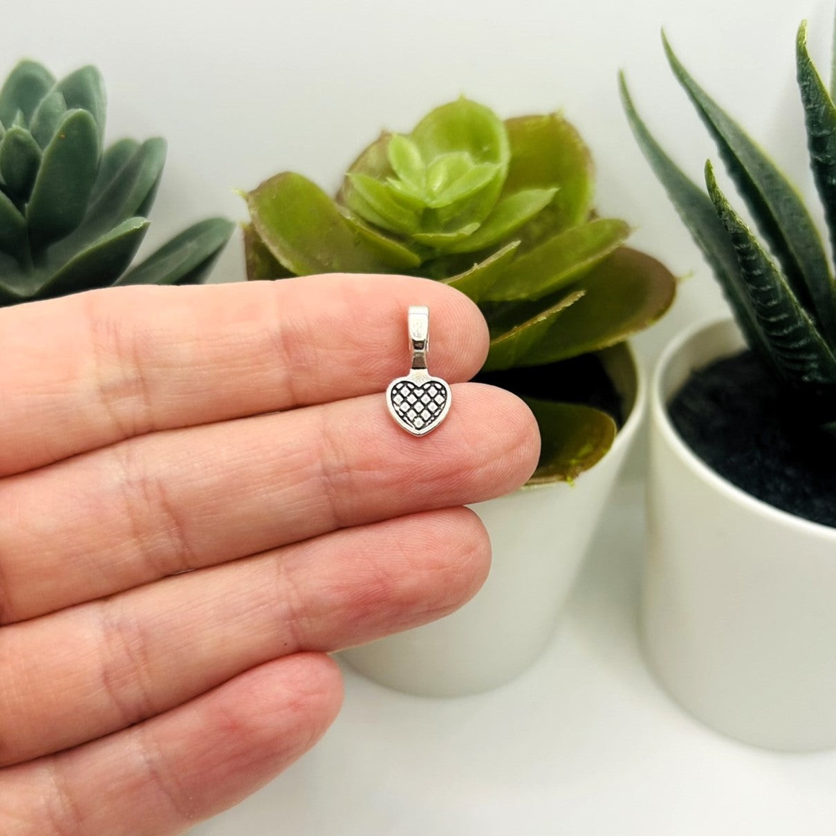 Silver Glue-On Heart Jewelry Bails, 16x8mm - US Seller