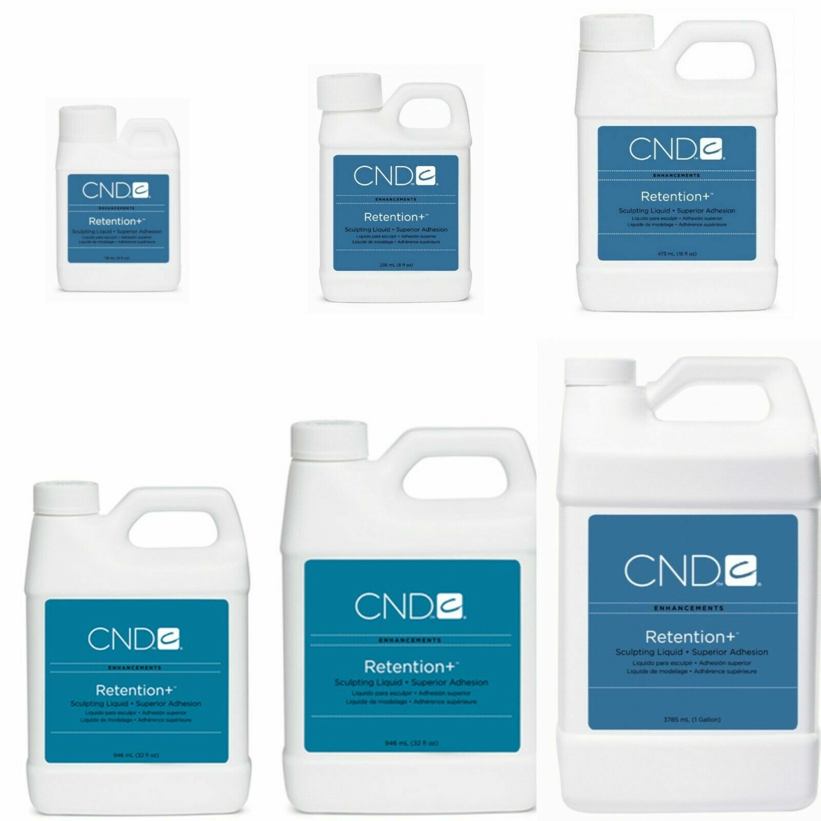 CND Liquid Retention + False Nails: 4 oz, 8 oz, 16 oz, 32 oz, 64 oz, or 128 oz.