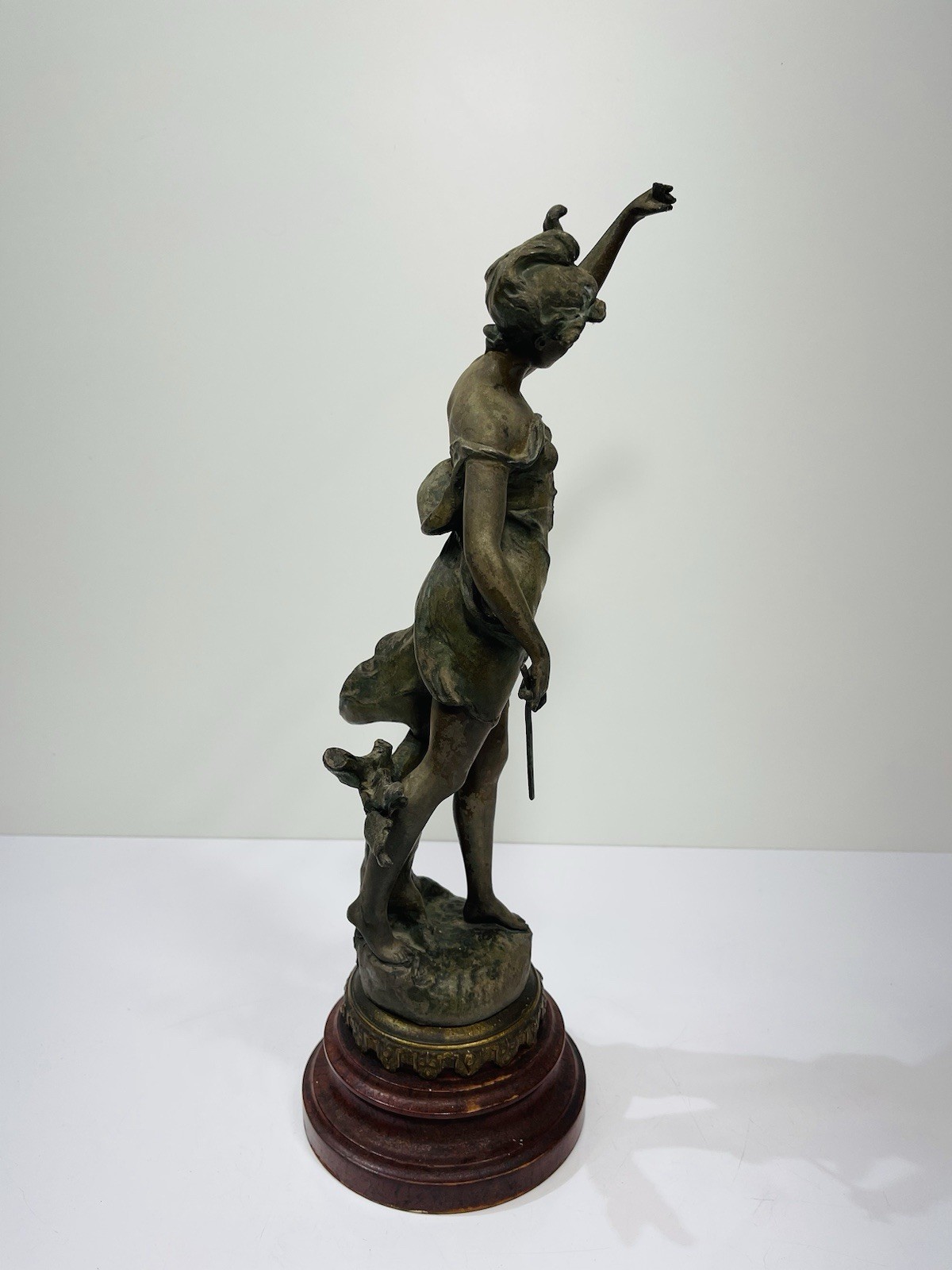 Vintage Par Ferrand Bronzed Spelter Musical dancing Lady Fee Joyeuse