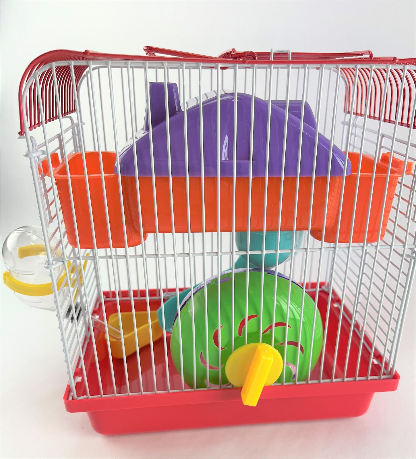 Small Pet Cage Hamster Mouse Rodent House Habitat Double Door Wheel Feeder Tube