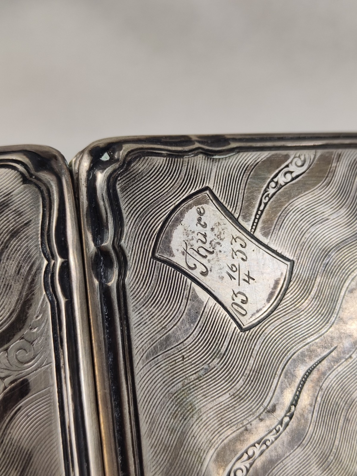 A Swedish silver cigarette case of 830 fineness, Scandinavia,1933. Rare!