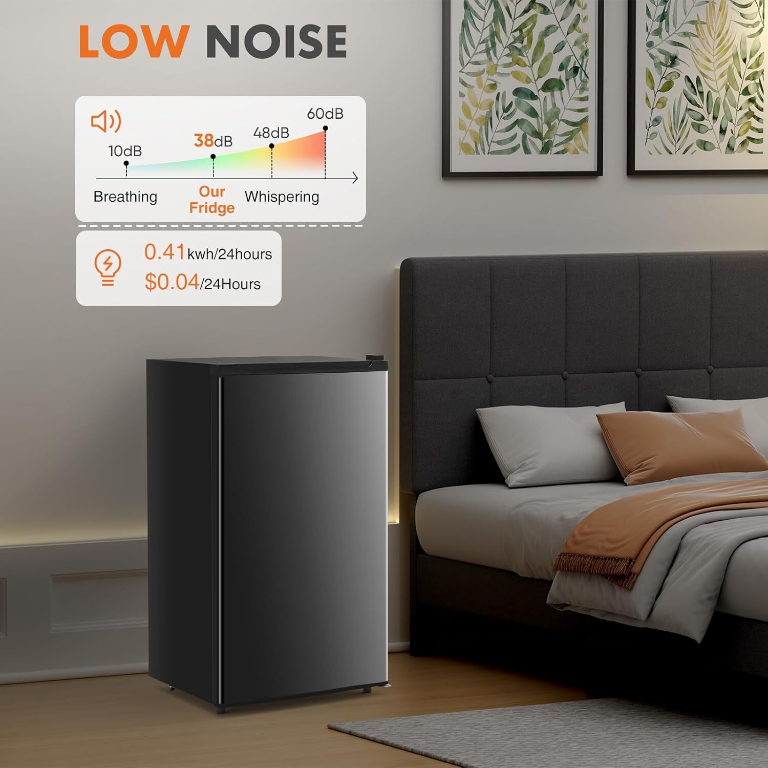 Home Mini Fridge with Freezer Small Refrigerator Door Energy-efficient Low Noise