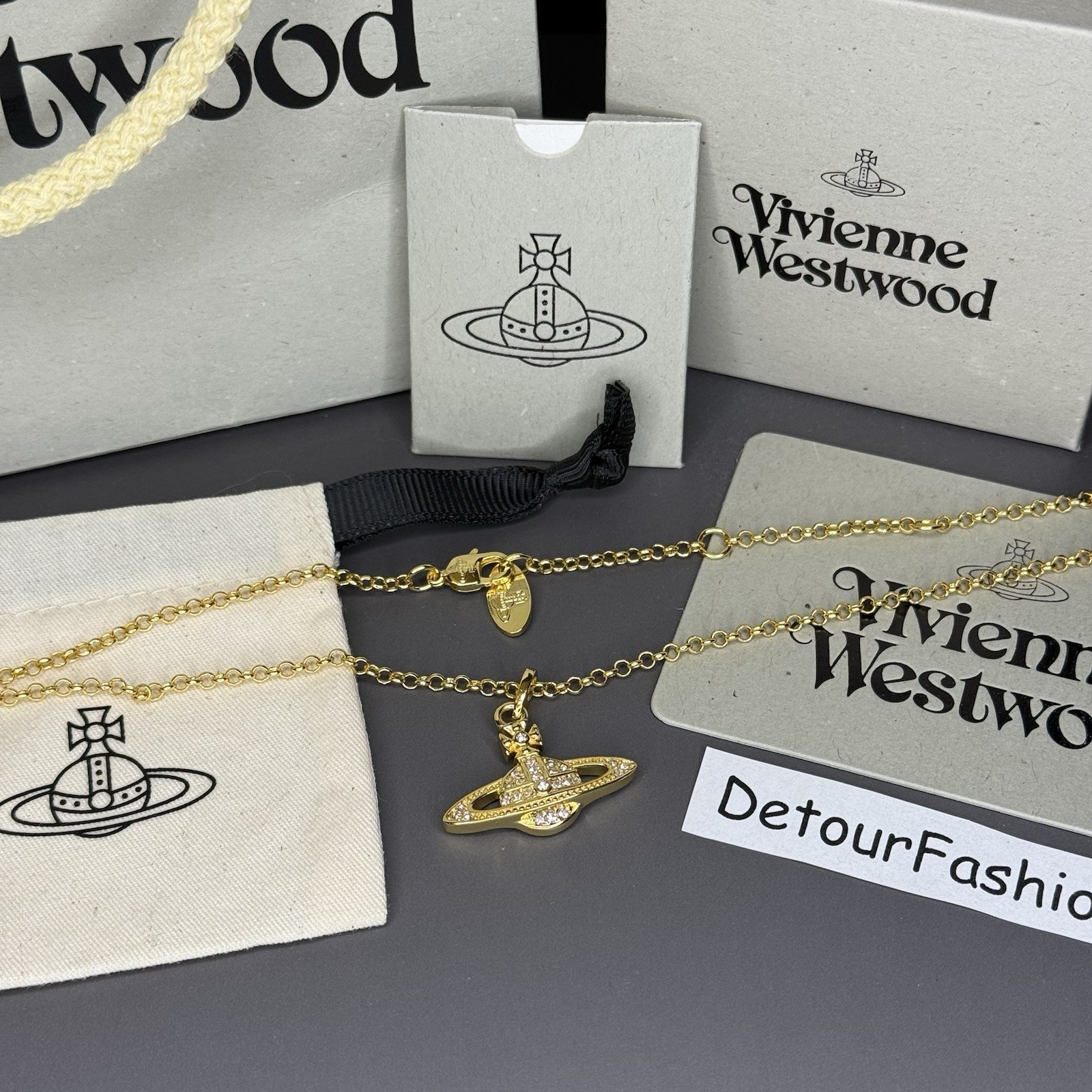 Vivienne Westwood Gold Mini Bas Relief Necklace WITH BOX