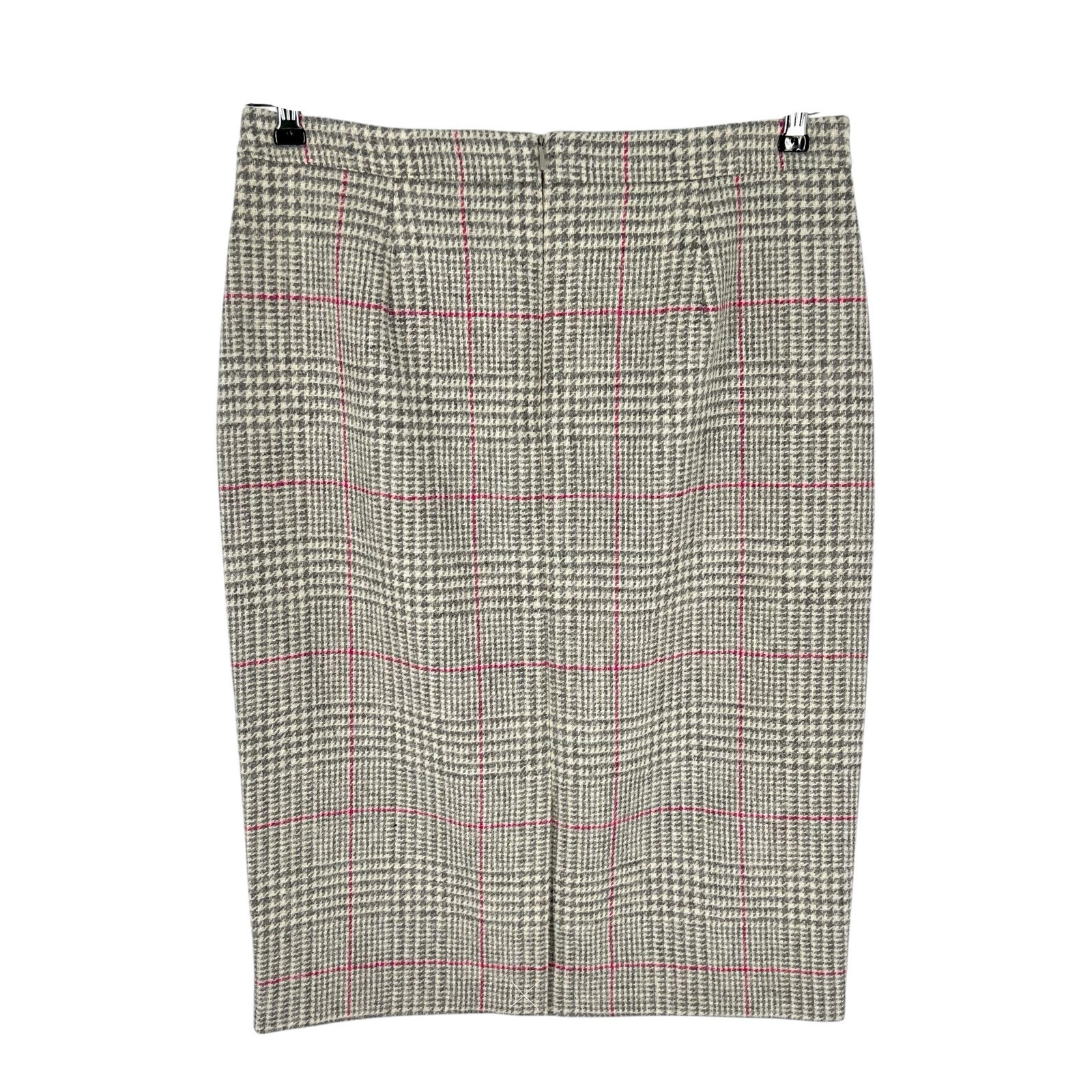 PURE Collection Pencil Skirt Womens Size 6 Ivory Gray Glen Plaid Wool by Moon