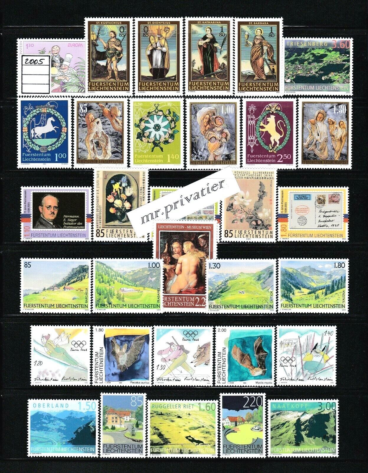 LIECHTENSTEIN 2005 - Complete Year.  MNH.  €124