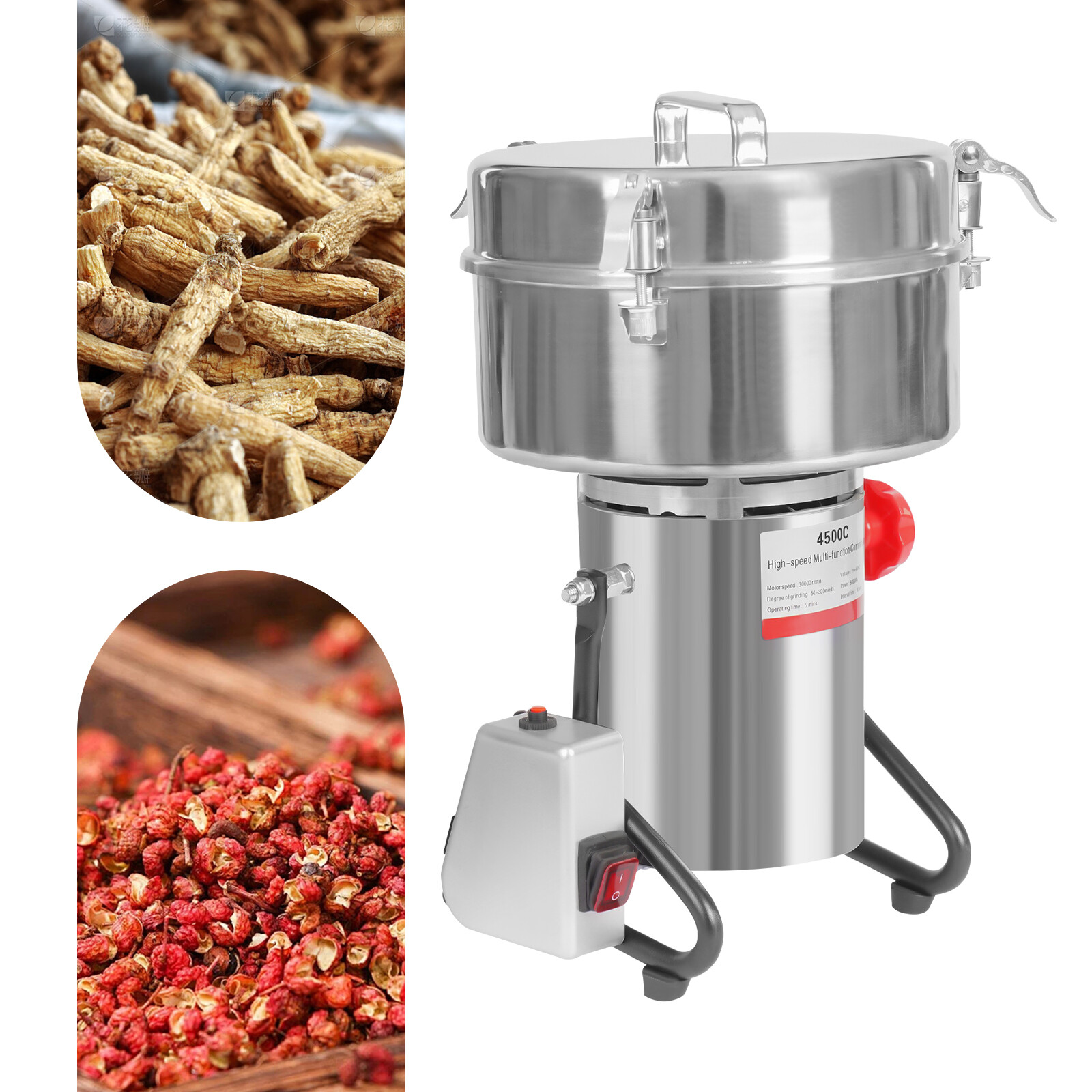 4500g Commercial Spice Grinder Electric Grain Mill Grinder Pulverizer 30000r/min