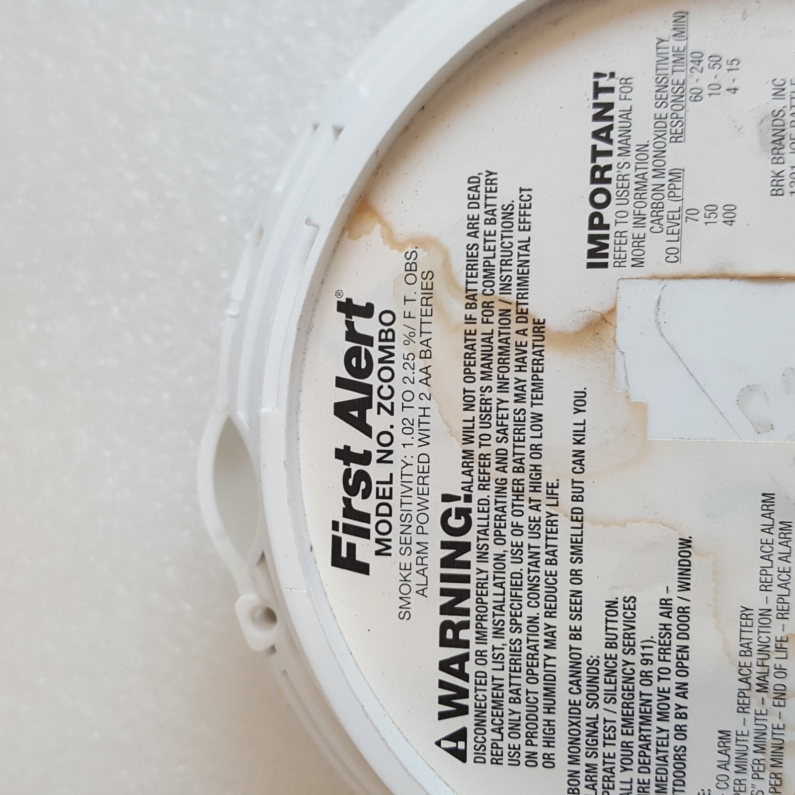 First Alert Z-WAVE Smoke & Carbon Monoxide Alarm (ZCOMBO) - with New Batteries