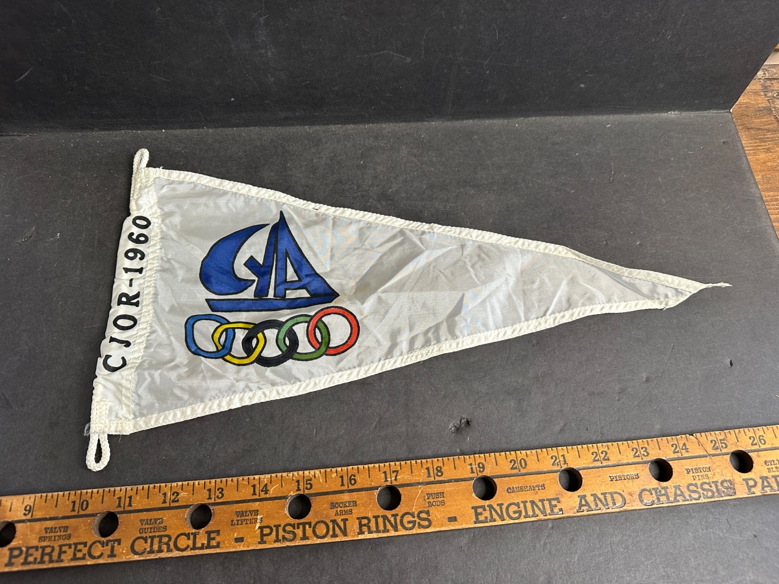 Vintage 1960 Olympics Sailing Burgee, Flag, CJOR-1960