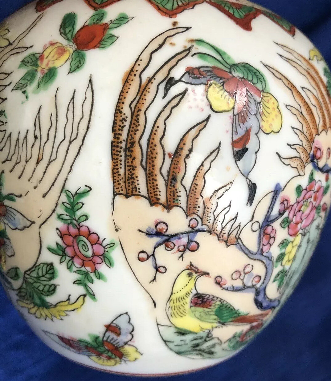 Ginger Jar Canton Famile Rose Butterflies Republic Period Vintage