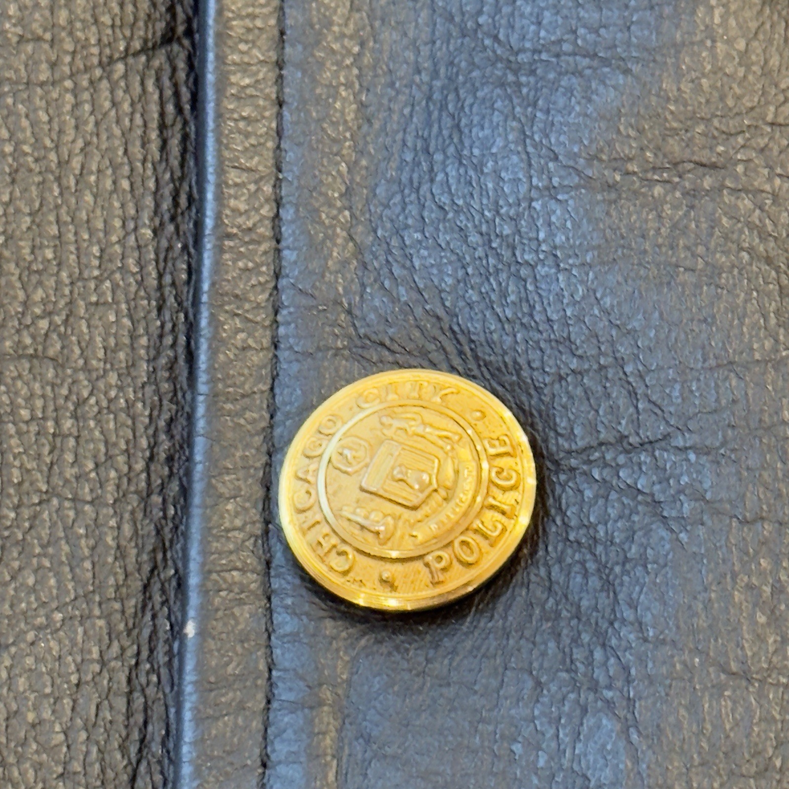 Vintage Chicago Cop Shop CPD Leather Police Jacket Mens 40 Black Patrol