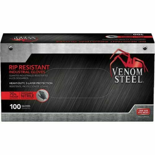 FREE SHIPPING! VENOM STEEL Nitrile Gloves Rip Resistant Size Fits Most 100 CT