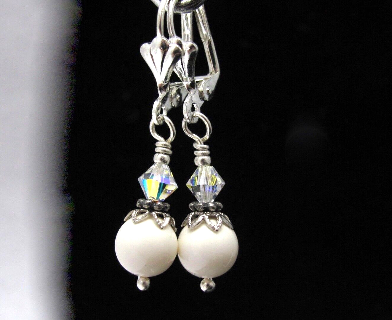 Crystal Pearl Earrings Cream White Silver Plate Mix Wedding Jewelry Birthday