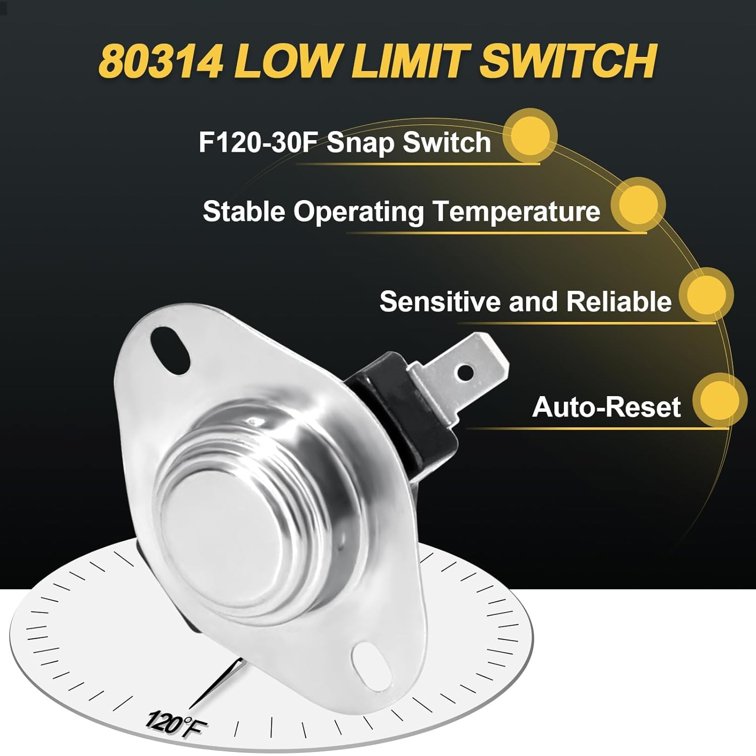 80314 Low Temp Limit Switch for US Stove Hotblast 1300, 1357M, 1400, 1500, 1537M