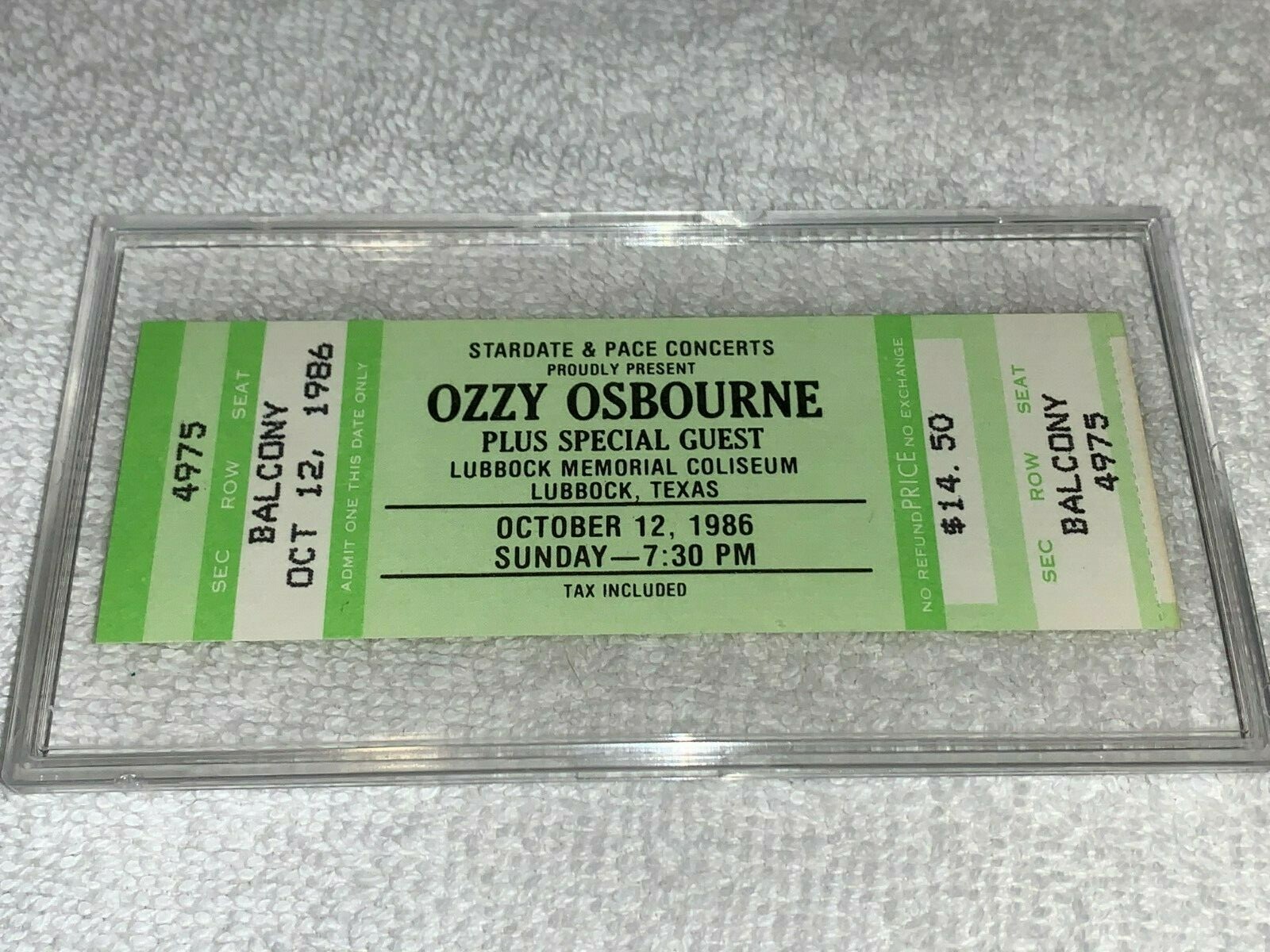 OZZY OSBOURNE UNUSED 1986 CONCERT TICKET LUBBOCK COLISEUM TX Black Sabbath USA