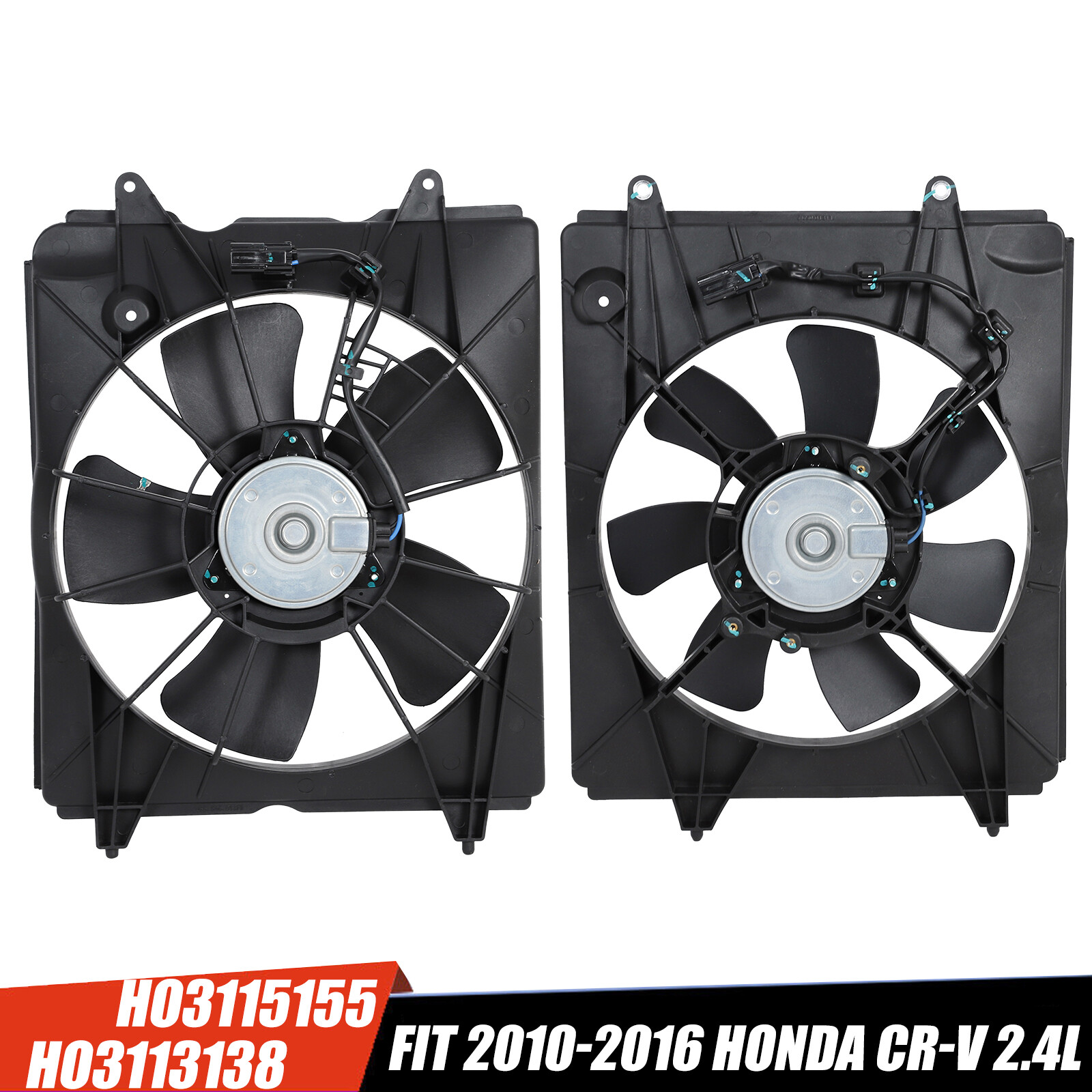 AC Radiator Condenser Cooling Fan For 2010-2016 Honda CR-V CRV 2.4L Left+Right