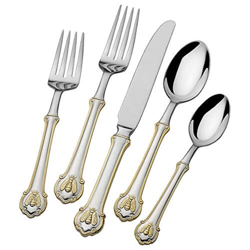 Wallace Napoleon Bee Gold Accent 18/10 Stainless Steel 20pc. Flatware Set