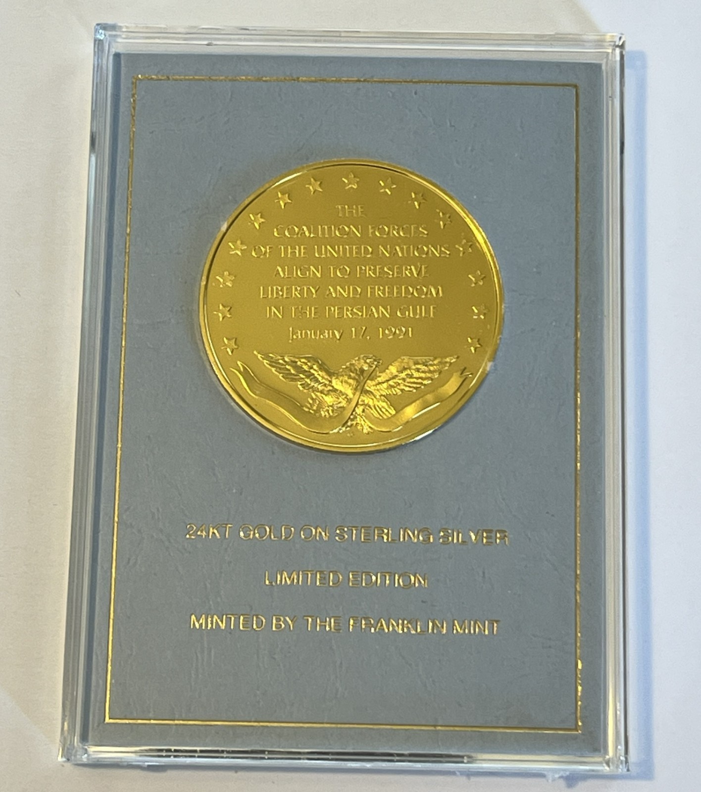 OPERATION DESERT STORM EYEWITNESS COMMEM MEDAL *** 22.9 g STERLING SILVER ***